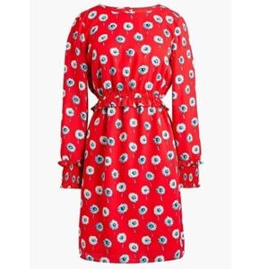 J Crew factory red floral straight dress size 0 long sleeve
